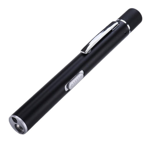 Black rechargeable penlight with pocket clip