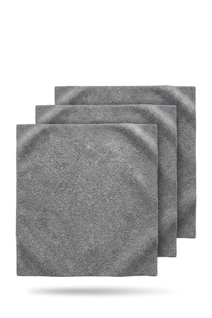 Three edgeless microfiber car cleaning towels