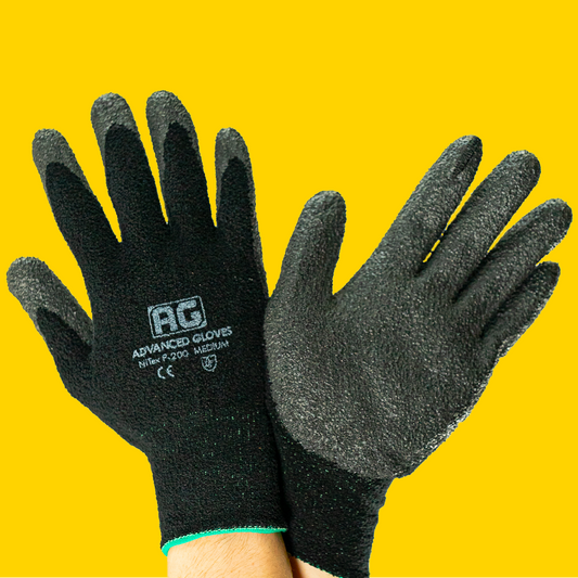 Fleece-lined winter work gloves showing palm coating and knit back