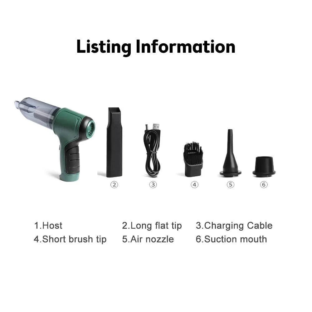 Standard cordless vacuum with charging cable and attachments